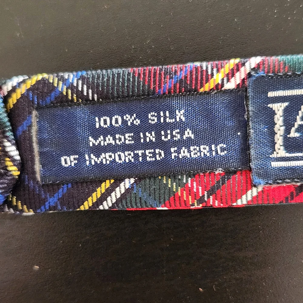 Lands’ End Boy's Silk Red Plaid Bow Tie Size 13